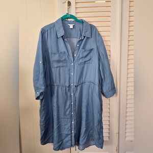 Petite XL Intro. Light Blue Denim Shirt Dress